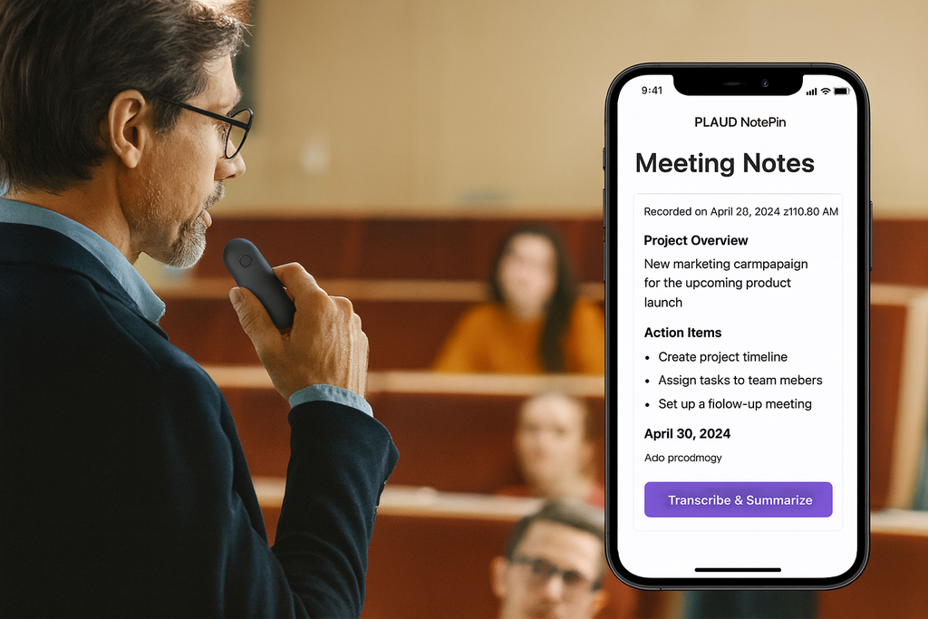 PLAUD AI Smart Voice Recorder – Auto Transcribe & Summarize | 112 Languages | App Controlled | 64GB Note-Taking Recorder