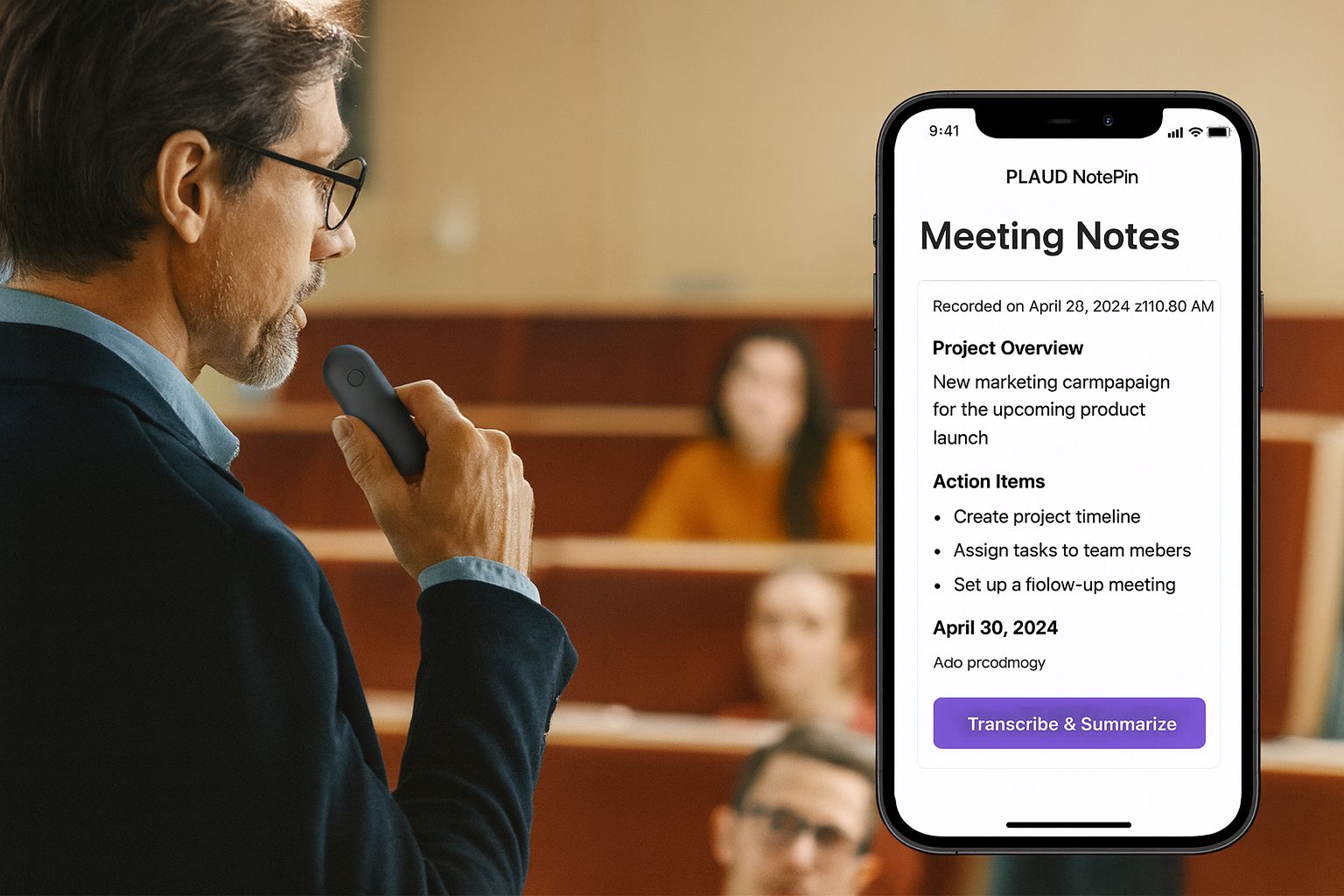 PLAUD AI Smart Voice Recorder – Auto Transcribe & Summarize | 112 Languages | App Controlled | 64GB Note-Taking Recorder
